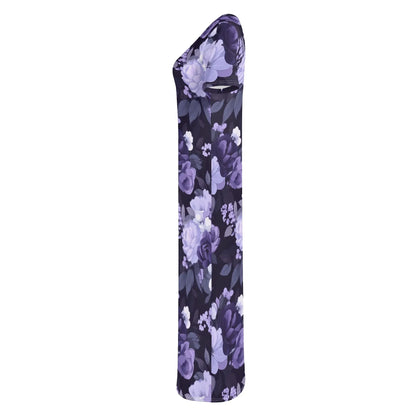 lilac-flowers-v2-short-sleeve-long-dress-long-dress-jlr-design-81321 - JLR Design