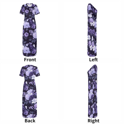lilac-flowers-v2-short-sleeve-long-dress-long-dress-jlr-design-58892 - JLR Design