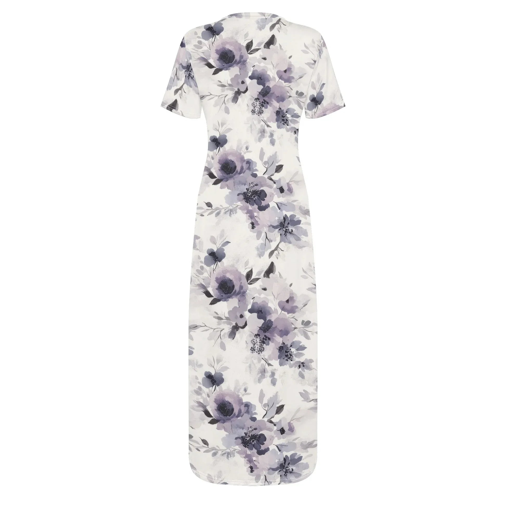 lilac-flowers-v3-short-sleeve-long-dress-long-dress-jlr-design-17959 - JLR Design