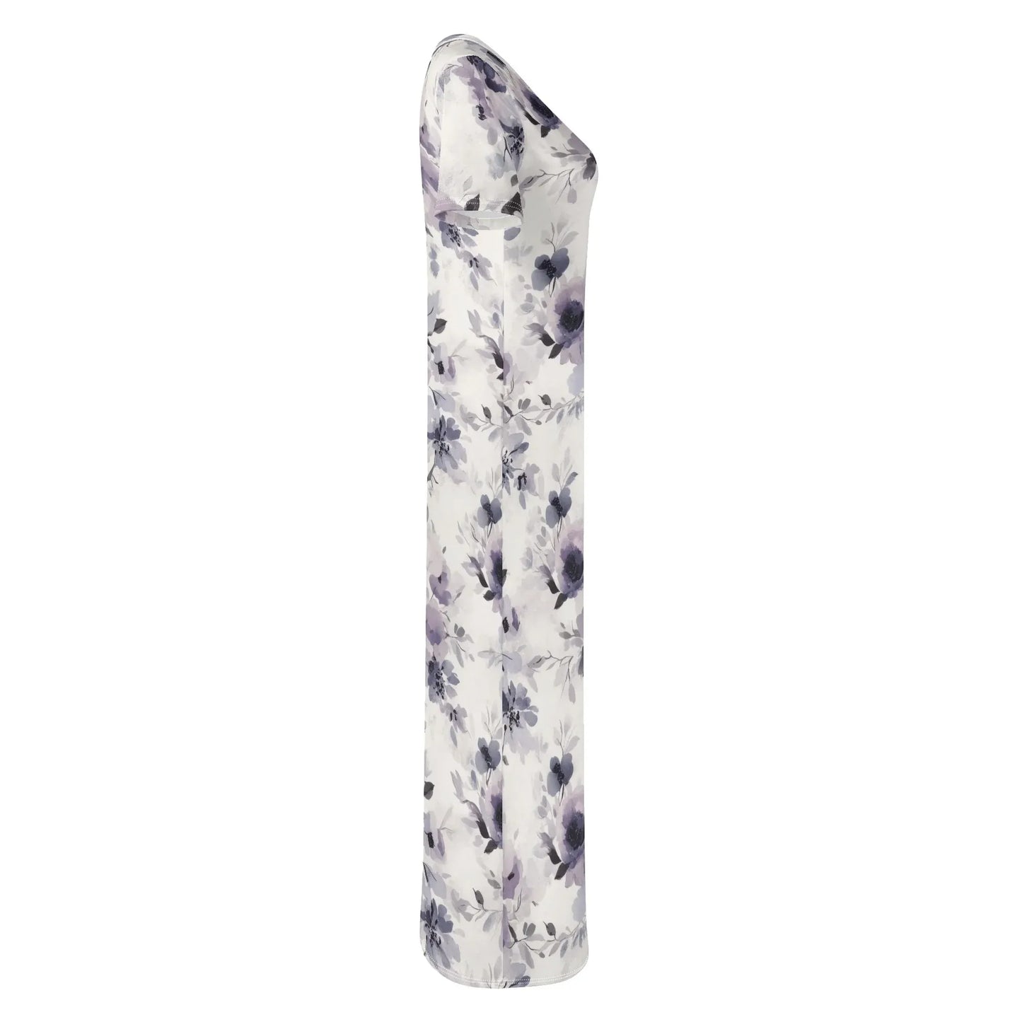 lilac-flowers-v3-short-sleeve-long-dress-long-dress-jlr-design-51331 - JLR Design