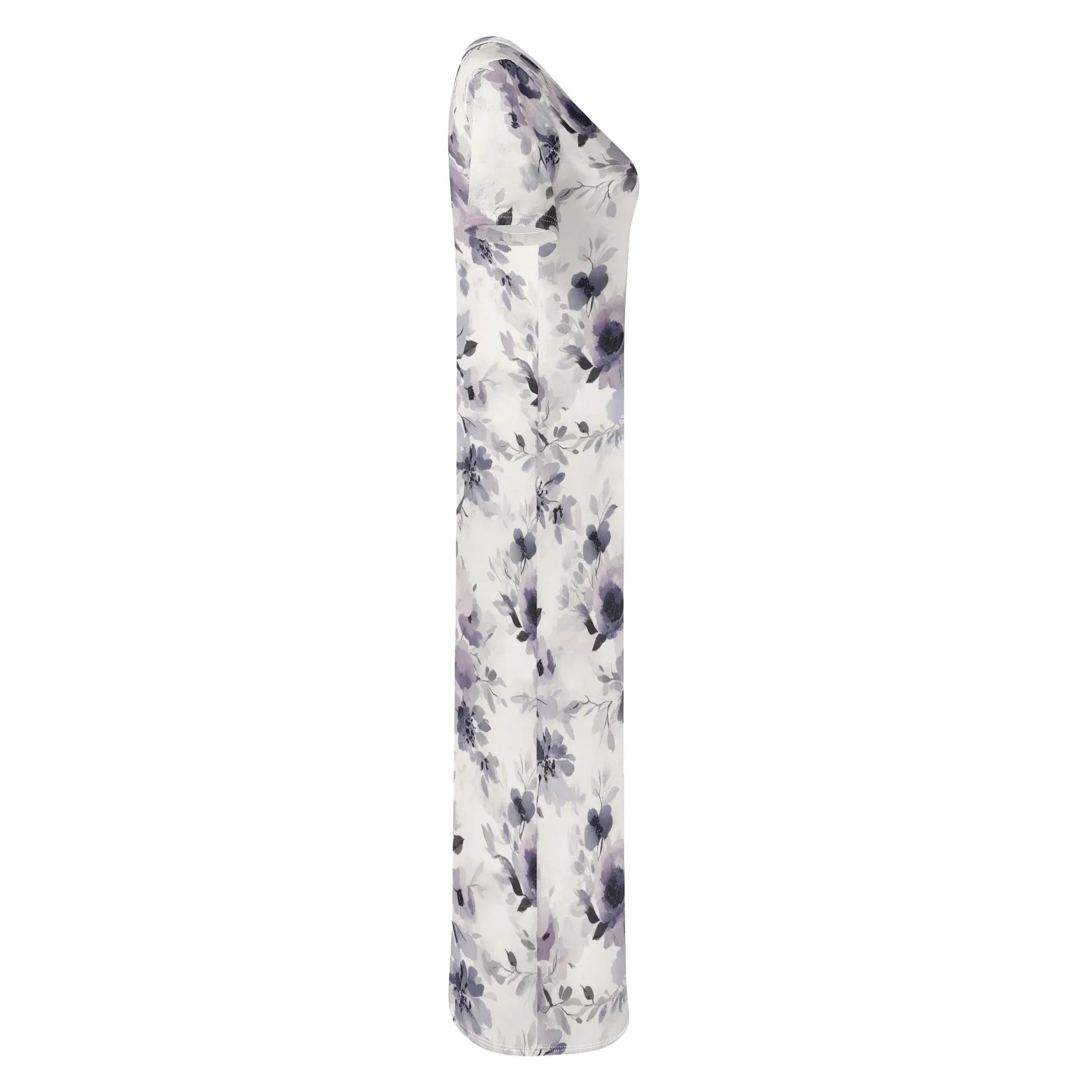 lilac-flowers-v3-short-sleeve-long-dress-long-dress-jlr-design-51331 - JLR Design