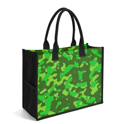 Lime Green Camouflage Canvas Shopper Tasche Einkaufstasche JLR Design