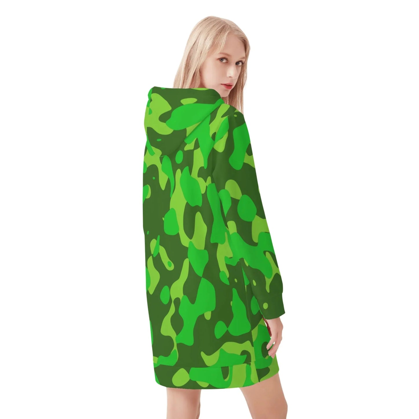 lime-green-camouflage-velvet-hoodie-dress-hoodiekleid-jlr-design-54406 - JLR Design