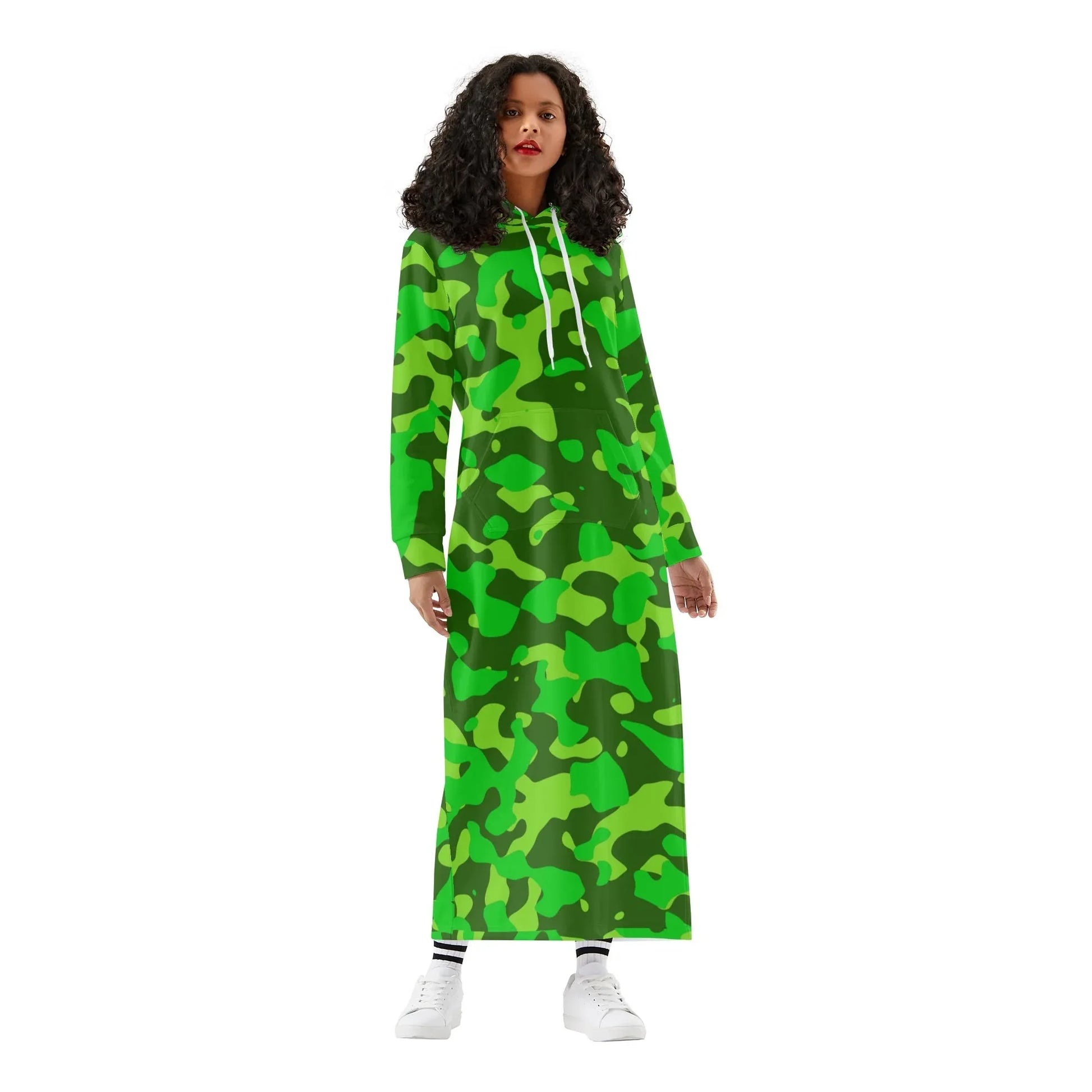 lime-green-camouflage-bequemes-leichtes-hoodie-kleid-hoodiekleid-jlr-design-38386 - JLR Design