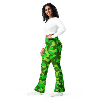 Lime Green Camouflage High Waist Flare Leggings Flare Leggings 69.99 Camouflage, Flare, Green, High, Leggings, Lime, Waist JLR Design