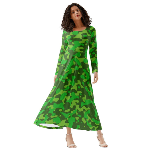 Lime Green Camouflage Long Sleeve Dress Long Sleeve Dress 69.99 Camouflage, Dress, Green, Lime, Long, Sleeve JLR Design