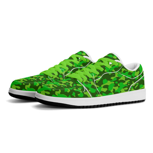Lime Green Camouflage Low Top Leder Sneaker für Herren Sneaker JLR Design
