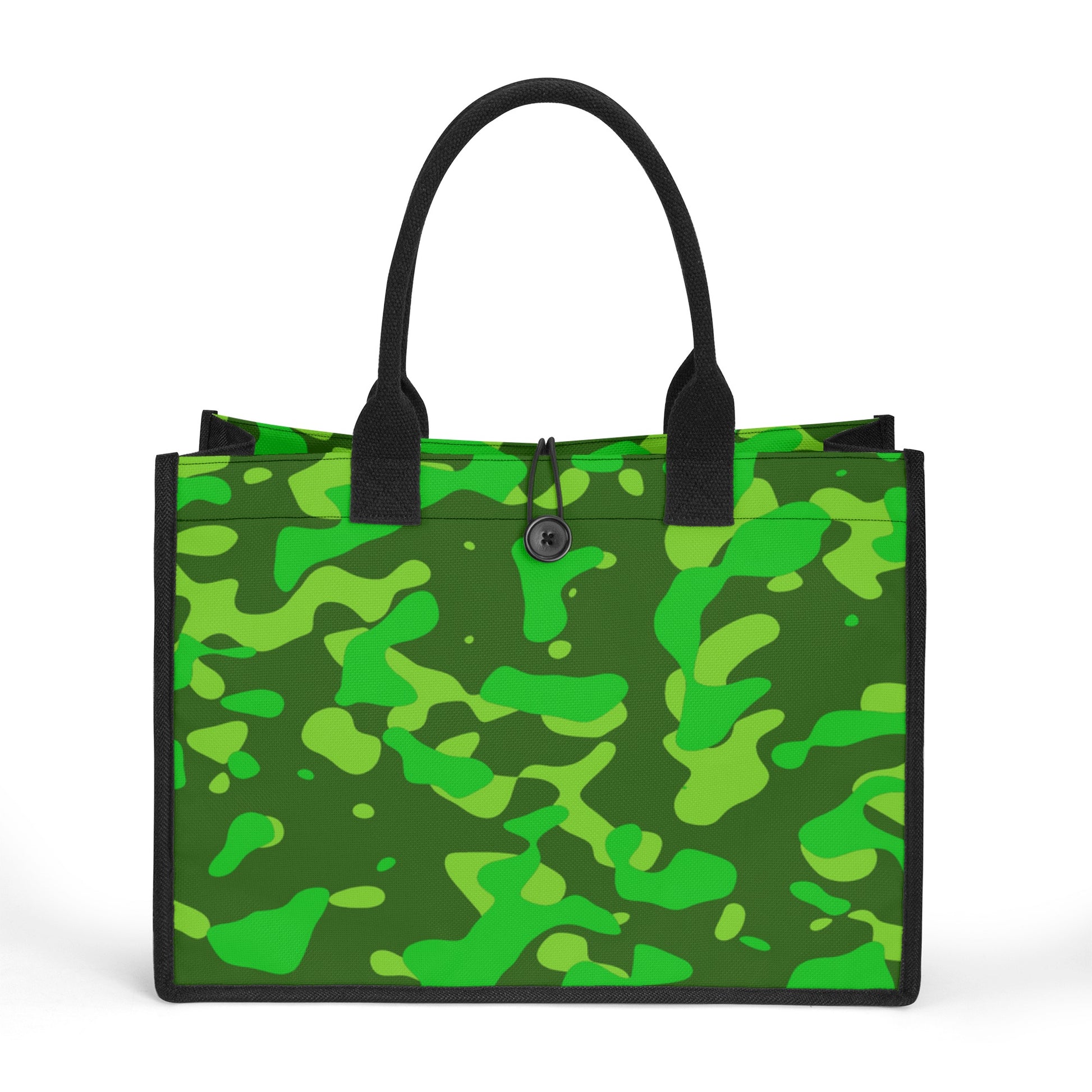 Lime Green Camouflage Premium Canvas Shopper Tasche Einkaufstasche JLR Design