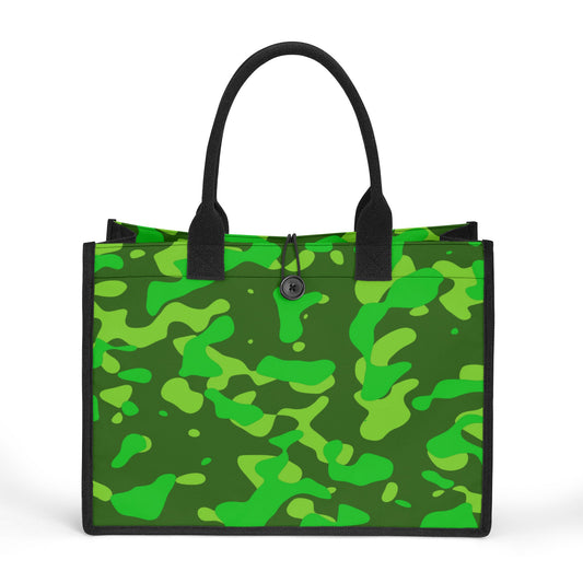 Lime Green Camouflage Premium Canvas Shopper Tasche Einkaufstasche JLR Design