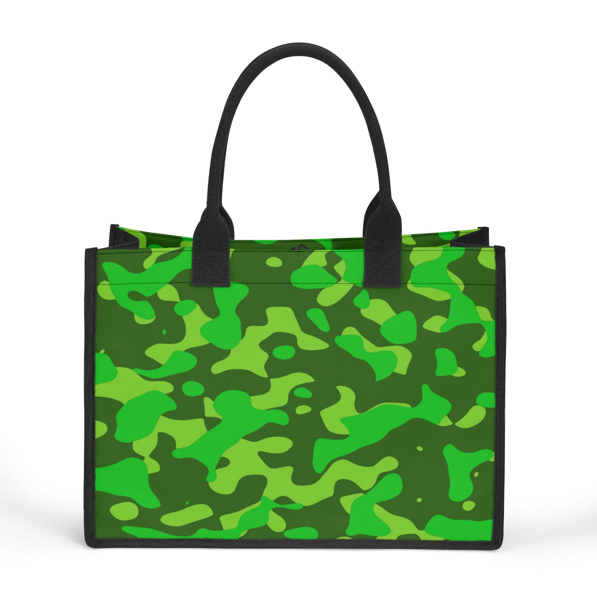 Lime Green Camouflage Premium Canvas Shopper Tasche Einkaufstasche JLR Design