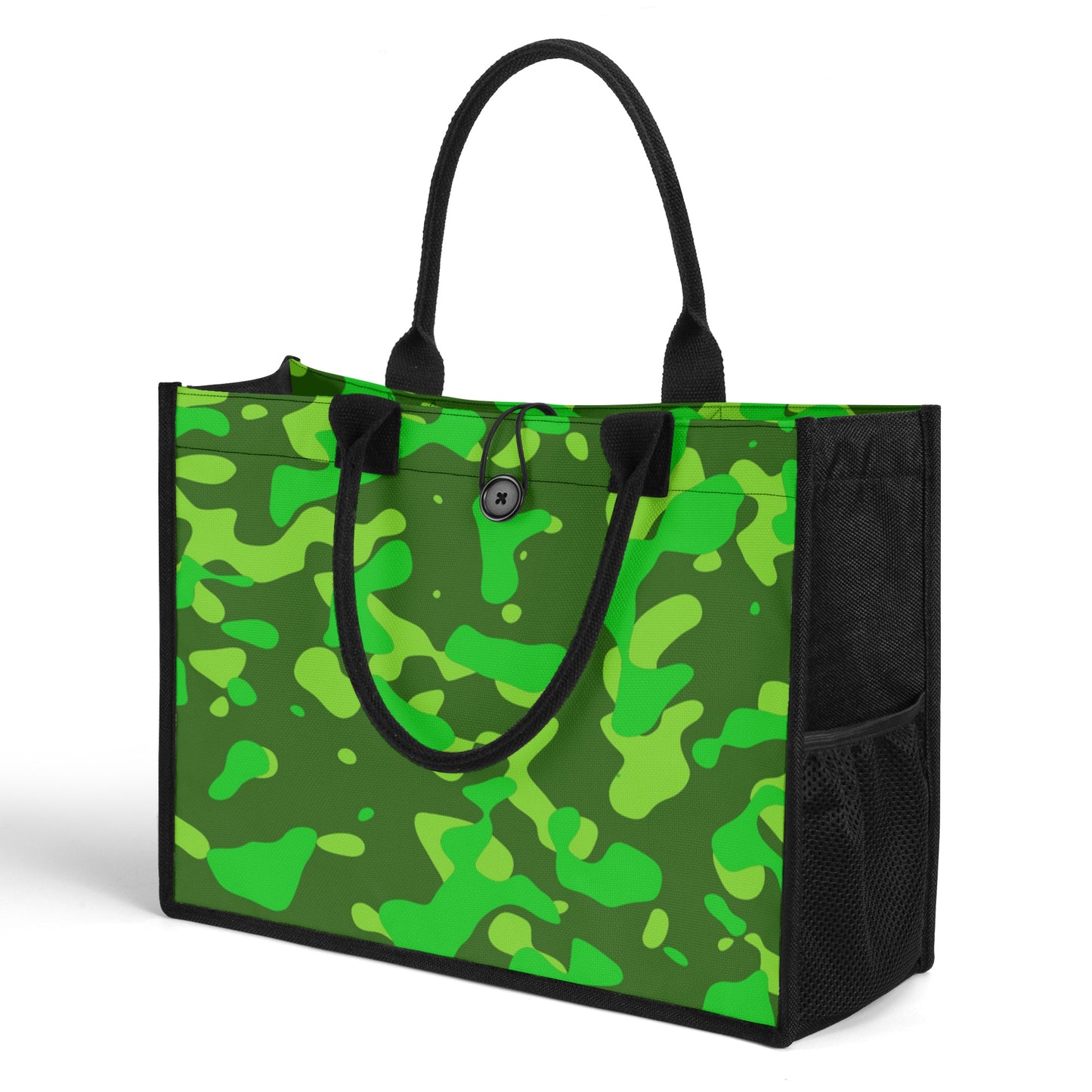 Lime Green Camouflage Premium Canvas Shopper Tasche Einkaufstasche JLR Design