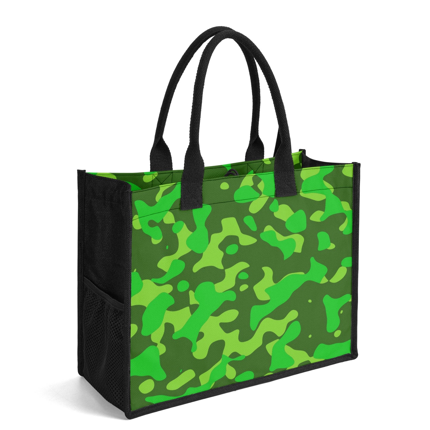 Lime Green Camouflage Premium Canvas Shopper Tasche Einkaufstasche JLR Design