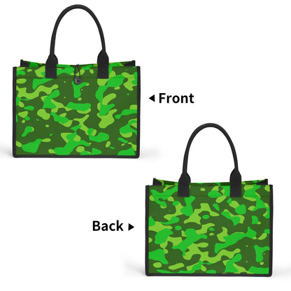 Lime Green Camouflage Premium Canvas Shopper Tasche Einkaufstasche JLR Design