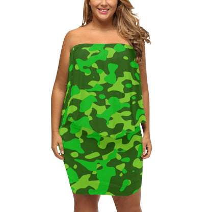 Lime Green Camouflage schulterfreies Schlauchkleid -- Lime Green Camouflage schulterfreies Schlauchkleid - undefined Schlauchkleid | JLR Design