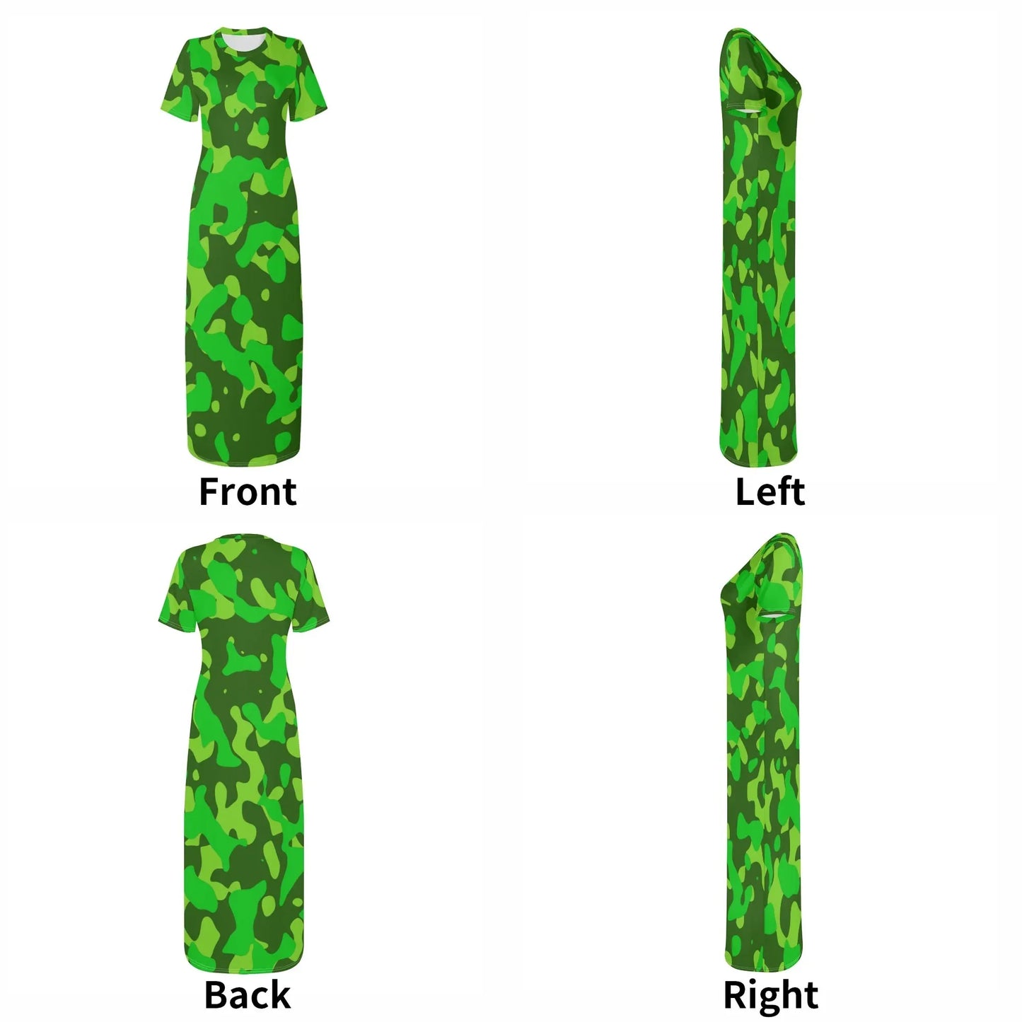 lime-green-camouflage-short-sleeve-long-dress-long-dress-jlr-design-87481 - JLR Design