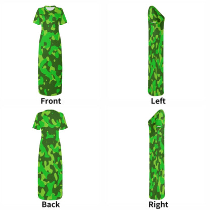 lime-green-camouflage-short-sleeve-long-dress-long-dress-jlr-design-87481 - JLR Design