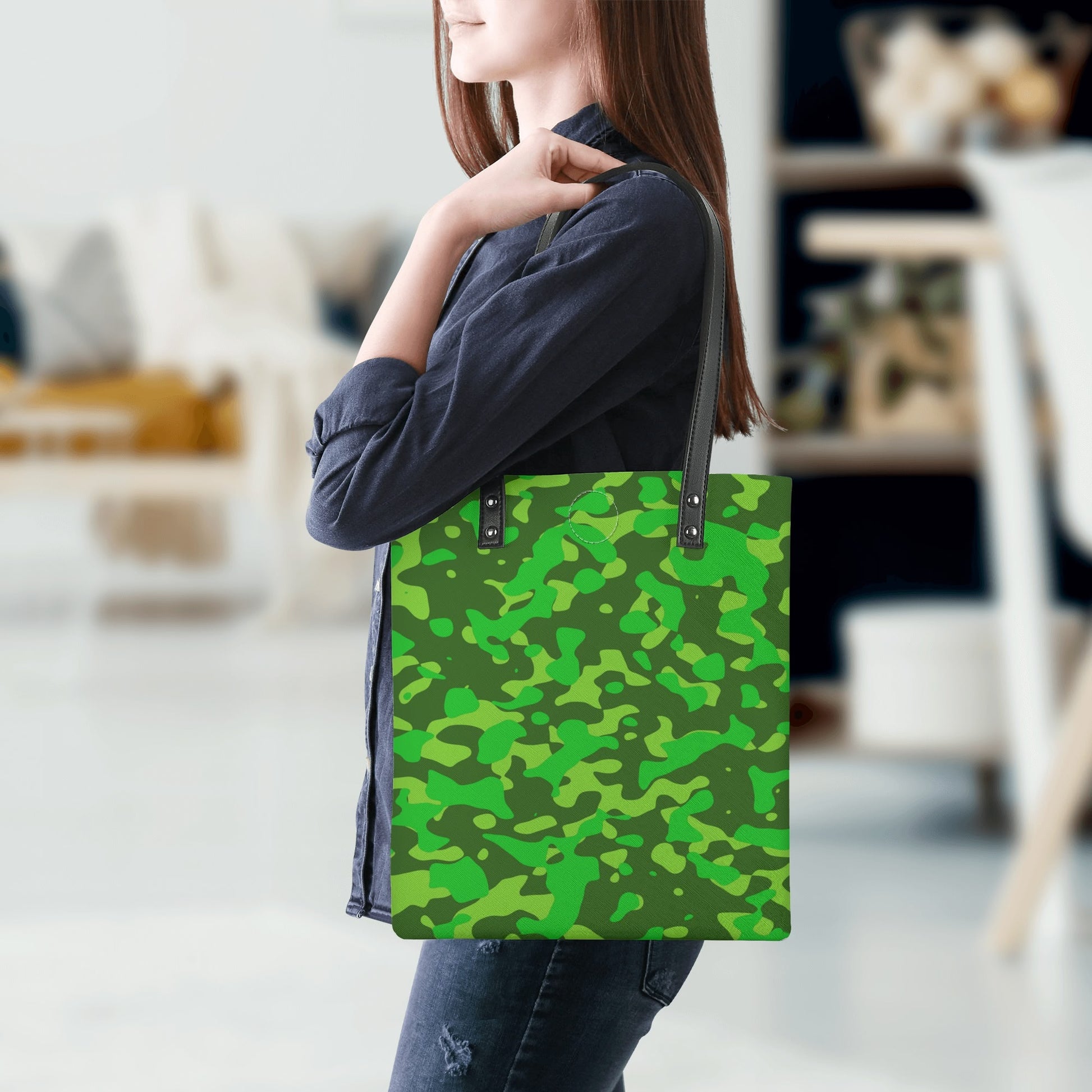 Lime Grüne Camouflage PU Leder Handtasche Handtasche JLR Design