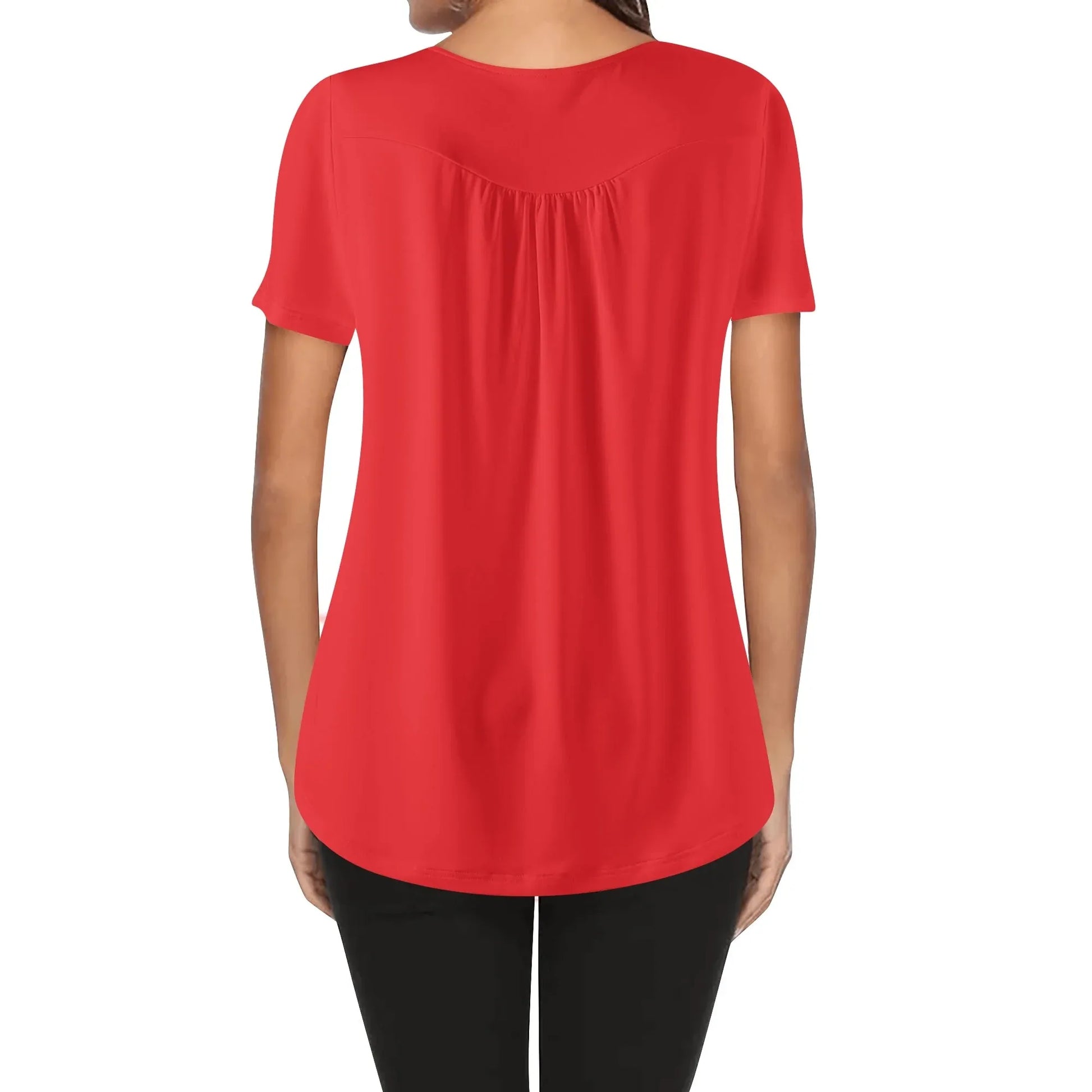 lockere-bluse-mit-u-ausschnitt-und-kurzen-armeln-fur-damen-alizarinrot-bluse-jlr-design-34865 - JLR Design