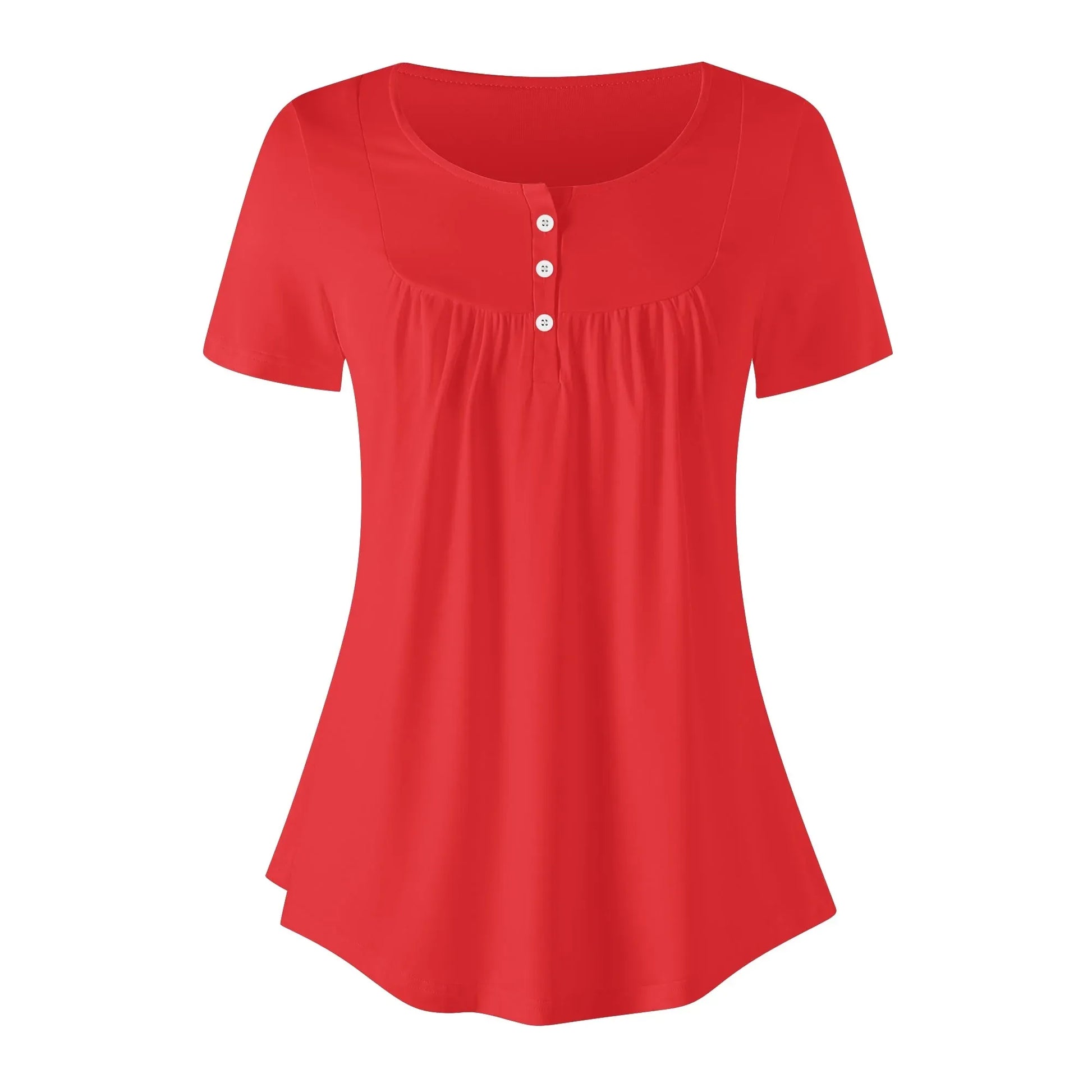 lockere-bluse-mit-u-ausschnitt-und-kurzen-armeln-fur-damen-alizarinrot-bluse-jlr-design-12651 - JLR Design