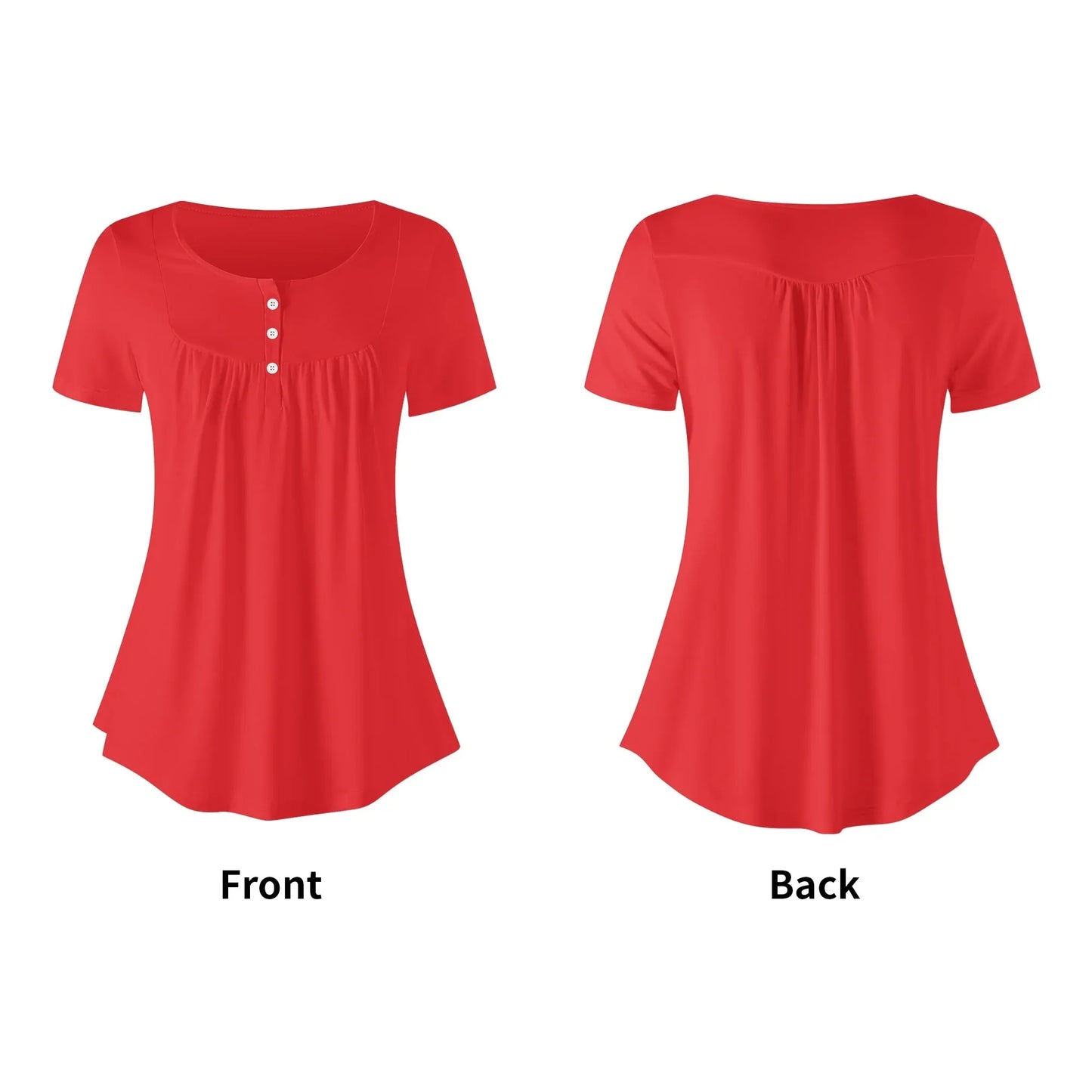 lockere-bluse-mit-u-ausschnitt-und-kurzen-armeln-fur-damen-alizarinrot-bluse-jlr-design-26374 - JLR Design