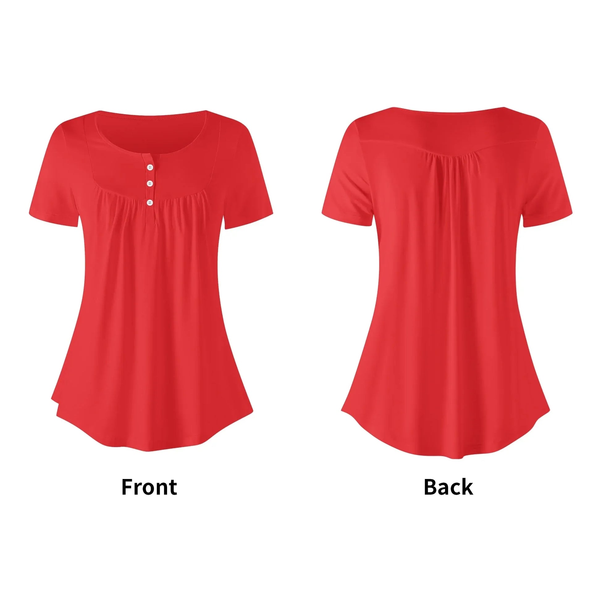 lockere-bluse-mit-u-ausschnitt-und-kurzen-armeln-fur-damen-alizarinrot-bluse-jlr-design-26374 - JLR Design