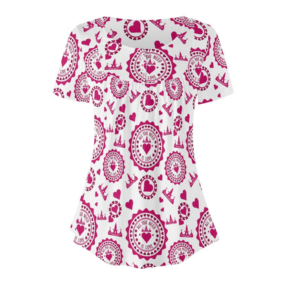 lockere-bluse-mit-u-ausschnitt-und-kurzen-armeln-fur-damen-all-you-need-is-love-bluse-jlr-design-92725 - JLR Design