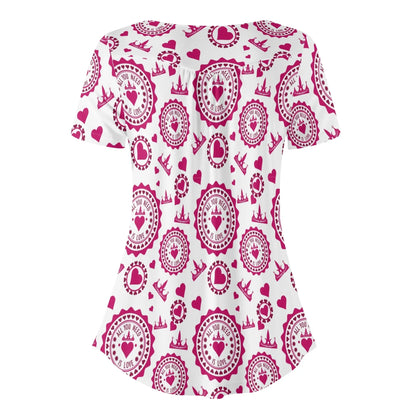 lockere-bluse-mit-u-ausschnitt-und-kurzen-armeln-fur-damen-all-you-need-is-love-bluse-jlr-design-95958 - JLR Design