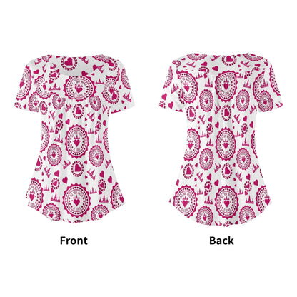 lockere-bluse-mit-u-ausschnitt-und-kurzen-armeln-fur-damen-all-you-need-is-love-bluse-jlr-design-67823 - JLR Design