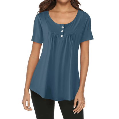 lockere-bluse-mit-u-ausschnitt-und-kurzen-armeln-fur-damen-arapawa-bluse-jlr-design-50310 - JLR Design