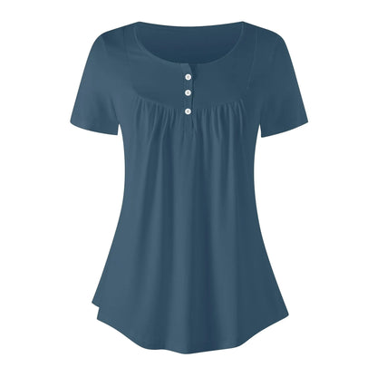lockere-bluse-mit-u-ausschnitt-und-kurzen-armeln-fur-damen-arapawa-bluse-jlr-design-50180 - JLR Design