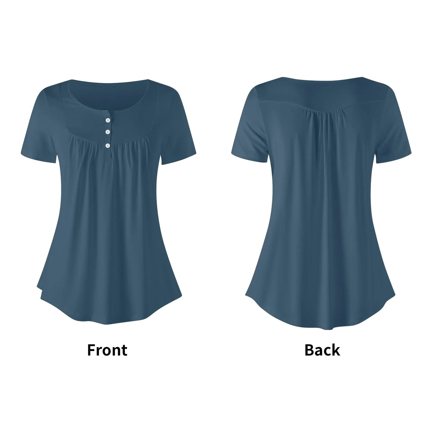 lockere-bluse-mit-u-ausschnitt-und-kurzen-armeln-fur-damen-arapawa-bluse-jlr-design-41197 - JLR Design