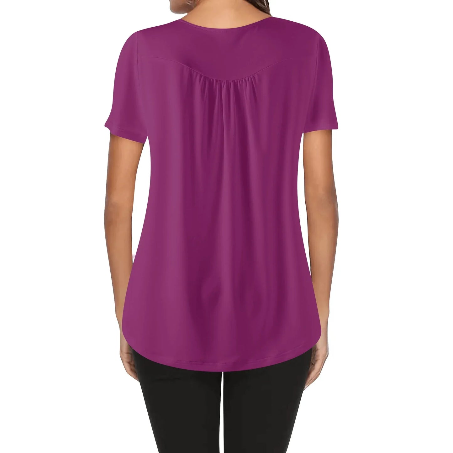 lockere-bluse-mit-u-ausschnitt-und-kurzen-armeln-fur-damen-aubergine-bluse-jlr-design-24909 - JLR Design