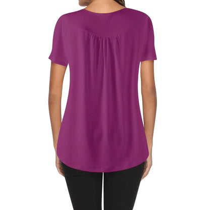 lockere-bluse-mit-u-ausschnitt-und-kurzen-armeln-fur-damen-aubergine-bluse-jlr-design-24909 - JLR Design