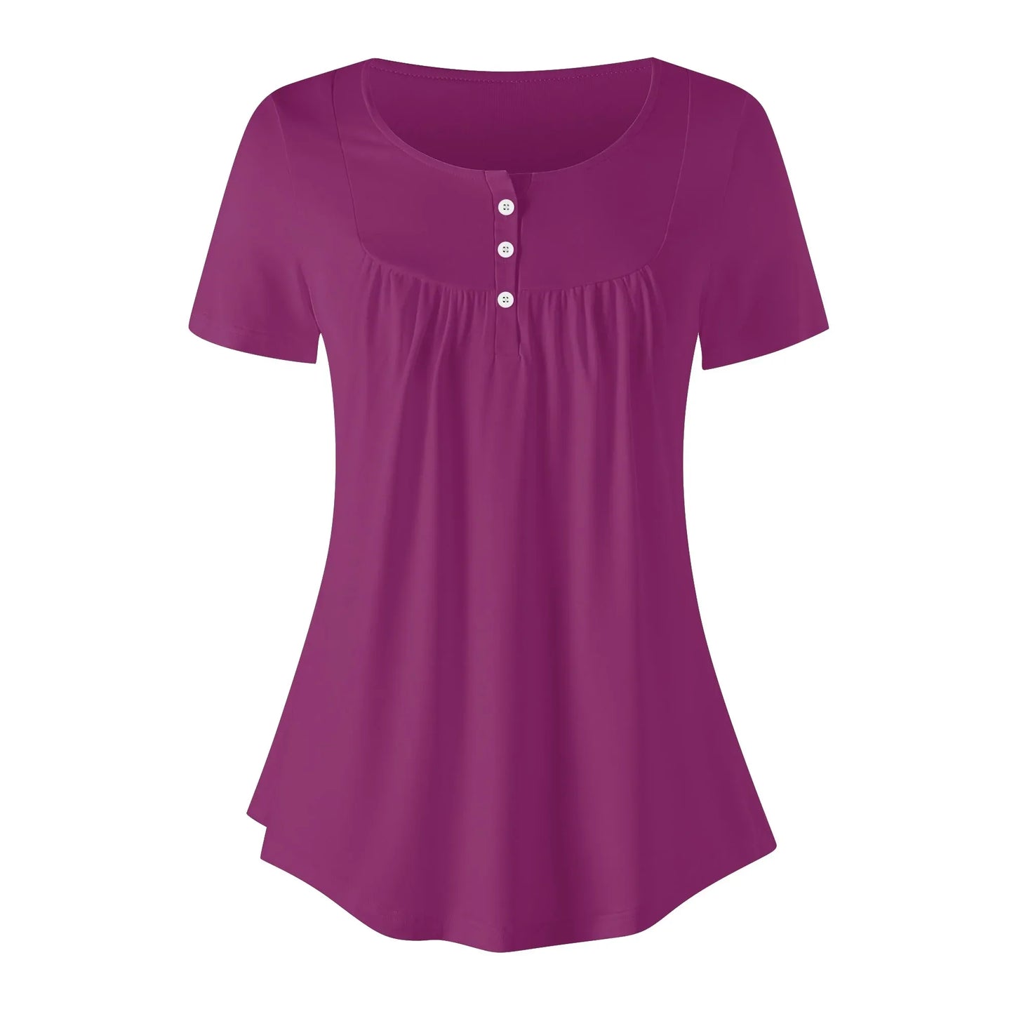 lockere-bluse-mit-u-ausschnitt-und-kurzen-armeln-fur-damen-aubergine-bluse-jlr-design-65103 - JLR Design