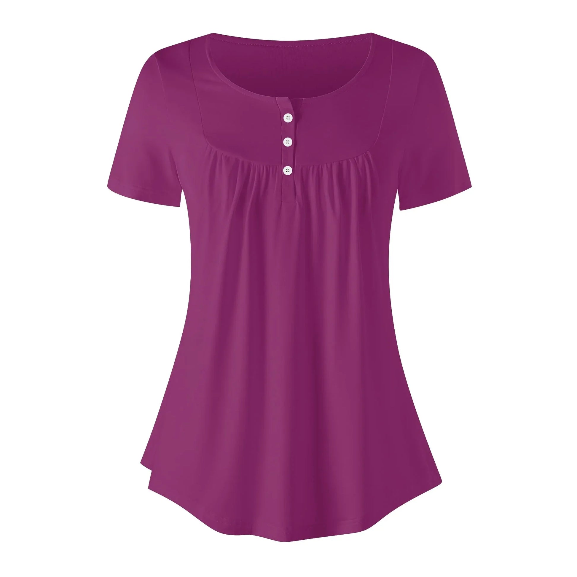 lockere-bluse-mit-u-ausschnitt-und-kurzen-armeln-fur-damen-aubergine-bluse-jlr-design-65103 - JLR Design