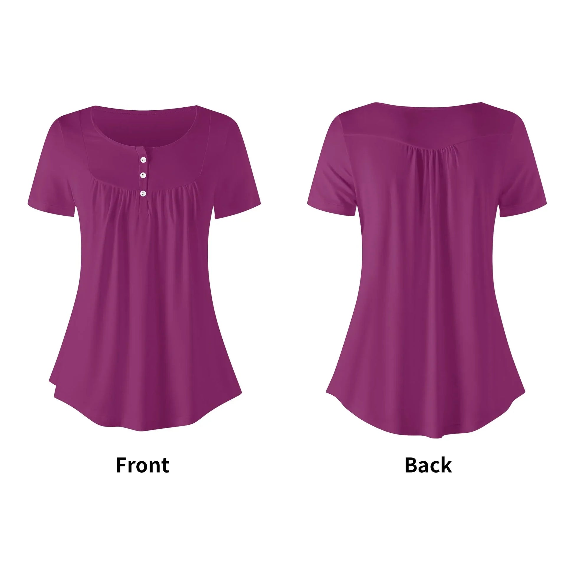 lockere-bluse-mit-u-ausschnitt-und-kurzen-armeln-fur-damen-aubergine-bluse-jlr-design-37751 - JLR Design