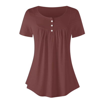 lockere-bluse-mit-u-ausschnitt-und-kurzen-armeln-fur-damen-auburn-bluse-jlr-design-16009 - JLR Design