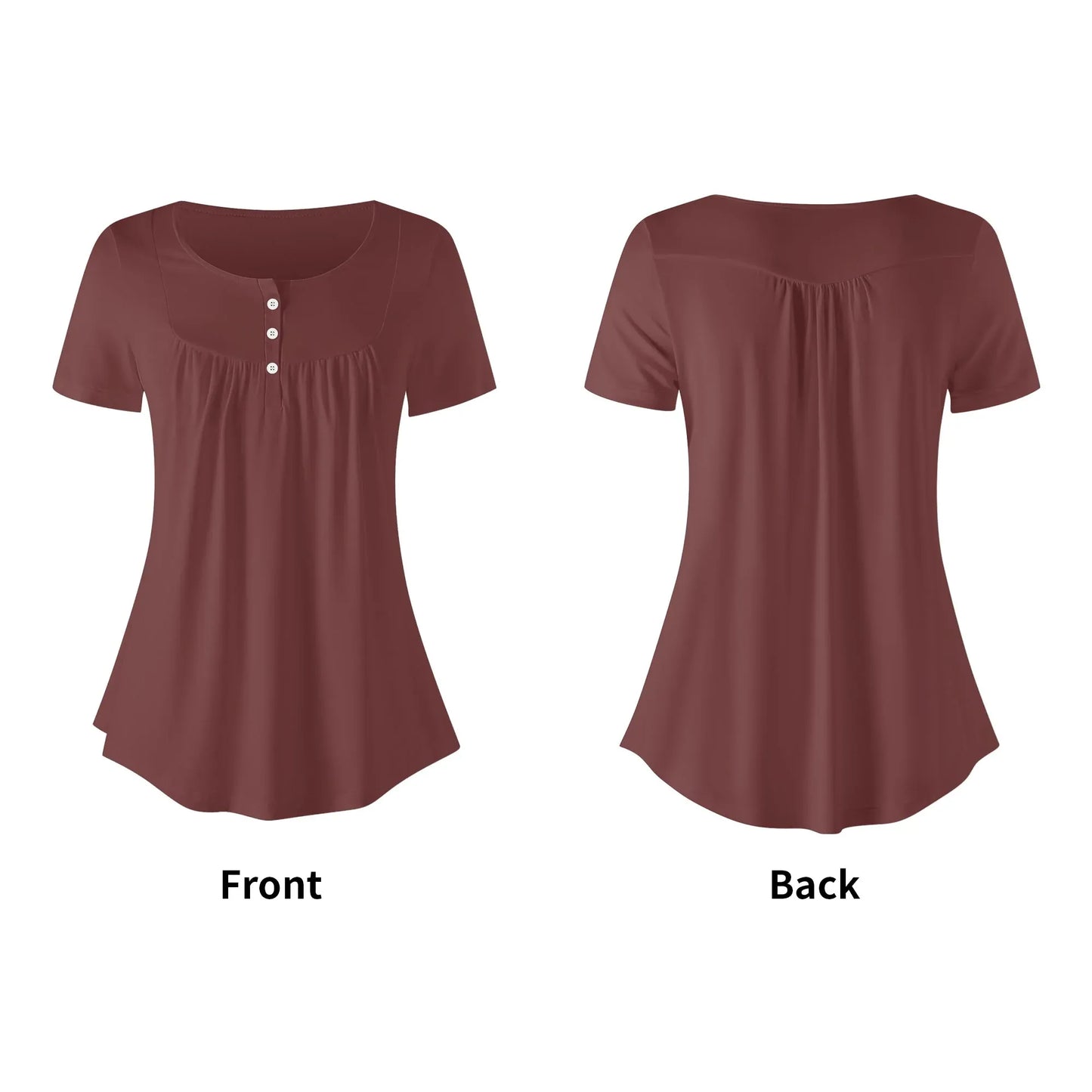 lockere-bluse-mit-u-ausschnitt-und-kurzen-armeln-fur-damen-auburn-bluse-jlr-design-52219 - JLR Design