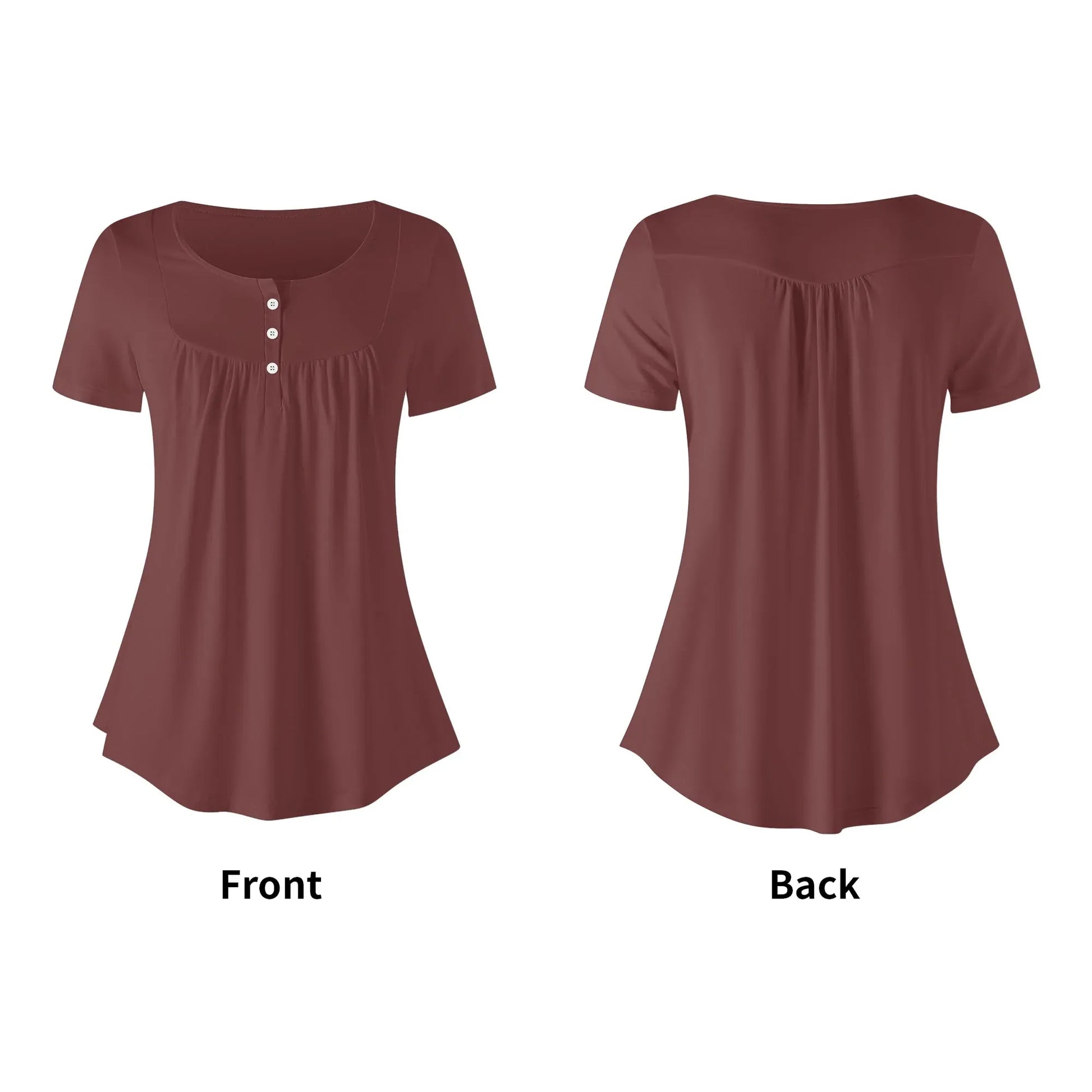 lockere-bluse-mit-u-ausschnitt-und-kurzen-armeln-fur-damen-auburn-bluse-jlr-design-52219 - JLR Design