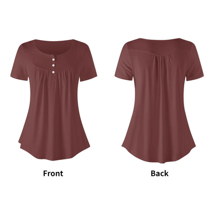 lockere-bluse-mit-u-ausschnitt-und-kurzen-armeln-fur-damen-auburn-bluse-jlr-design-52219 - JLR Design