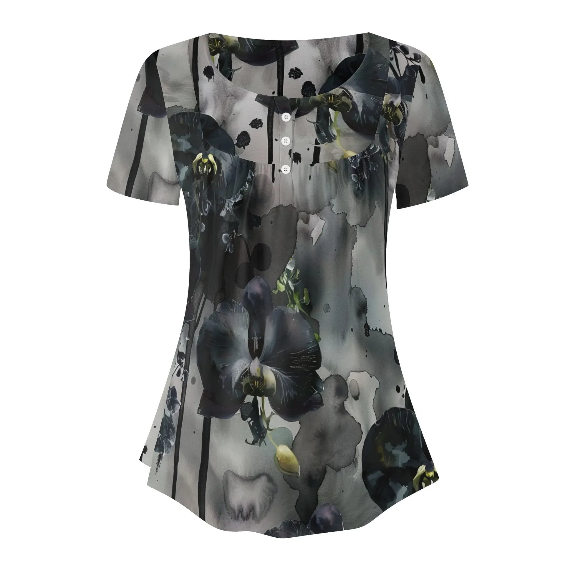 lockere-bluse-mit-u-ausschnitt-und-kurzen-armeln-fur-damen-black-orchid-bluse-jlr-design-13243 - JLR Design
