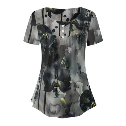 lockere-bluse-mit-u-ausschnitt-und-kurzen-armeln-fur-damen-black-orchid-bluse-jlr-design-13243 - JLR Design