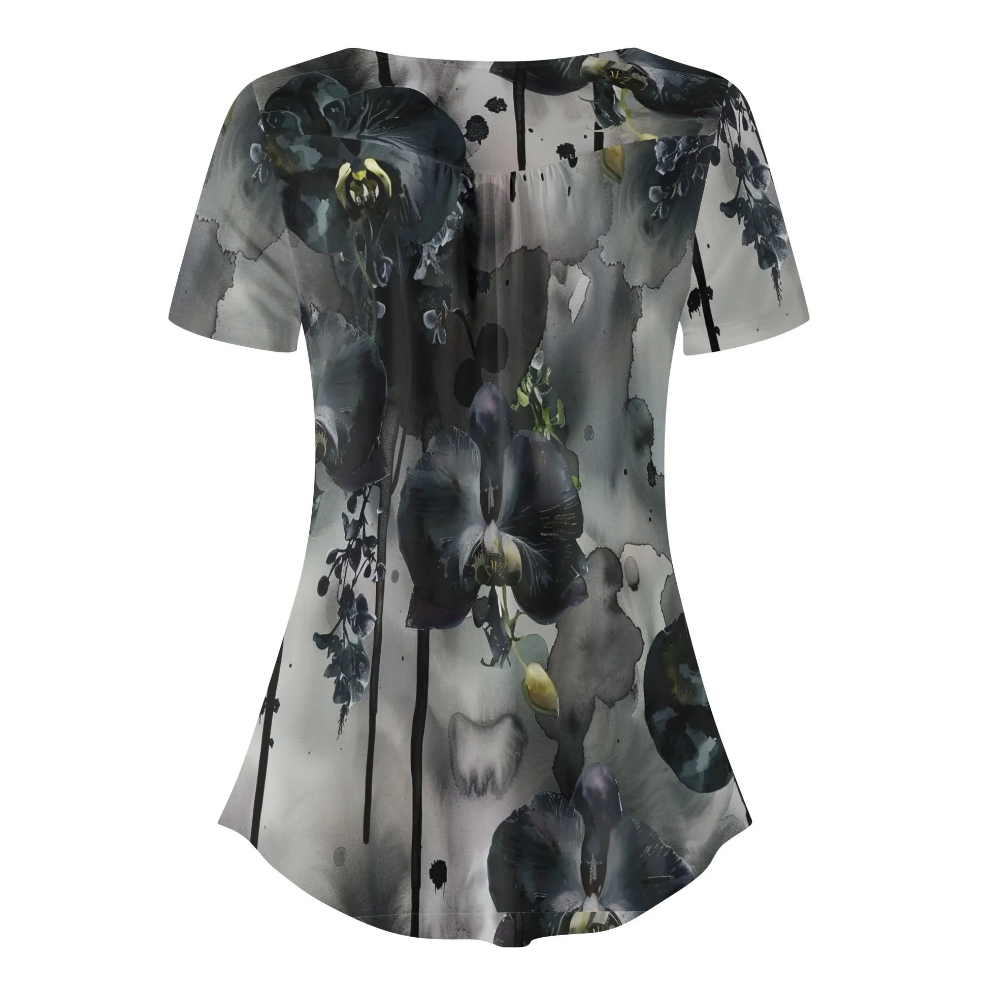 lockere-bluse-mit-u-ausschnitt-und-kurzen-armeln-fur-damen-black-orchid-bluse-jlr-design-39203 - JLR Design