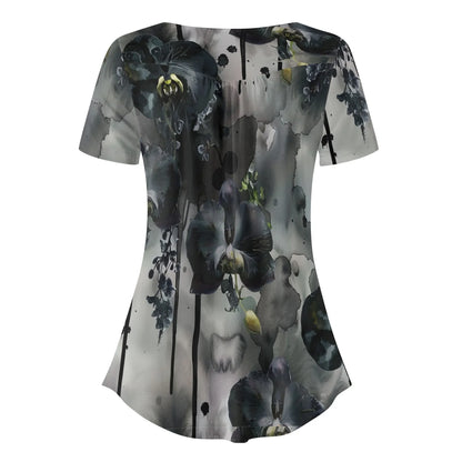 lockere-bluse-mit-u-ausschnitt-und-kurzen-armeln-fur-damen-black-orchid-bluse-jlr-design-39203 - JLR Design