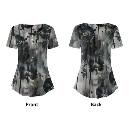 lockere-bluse-mit-u-ausschnitt-und-kurzen-armeln-fur-damen-black-orchid-bluse-jlr-design-34580 - JLR Design