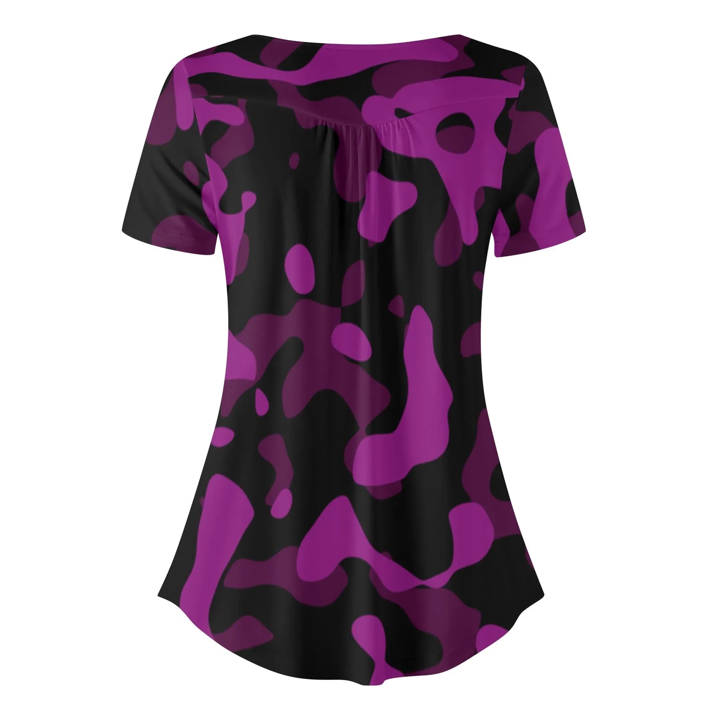 lockere-bluse-mit-u-ausschnitt-und-kurzen-armeln-fur-damen-black-pink-camouflage-bluse-jlr-design-76551 - JLR Design