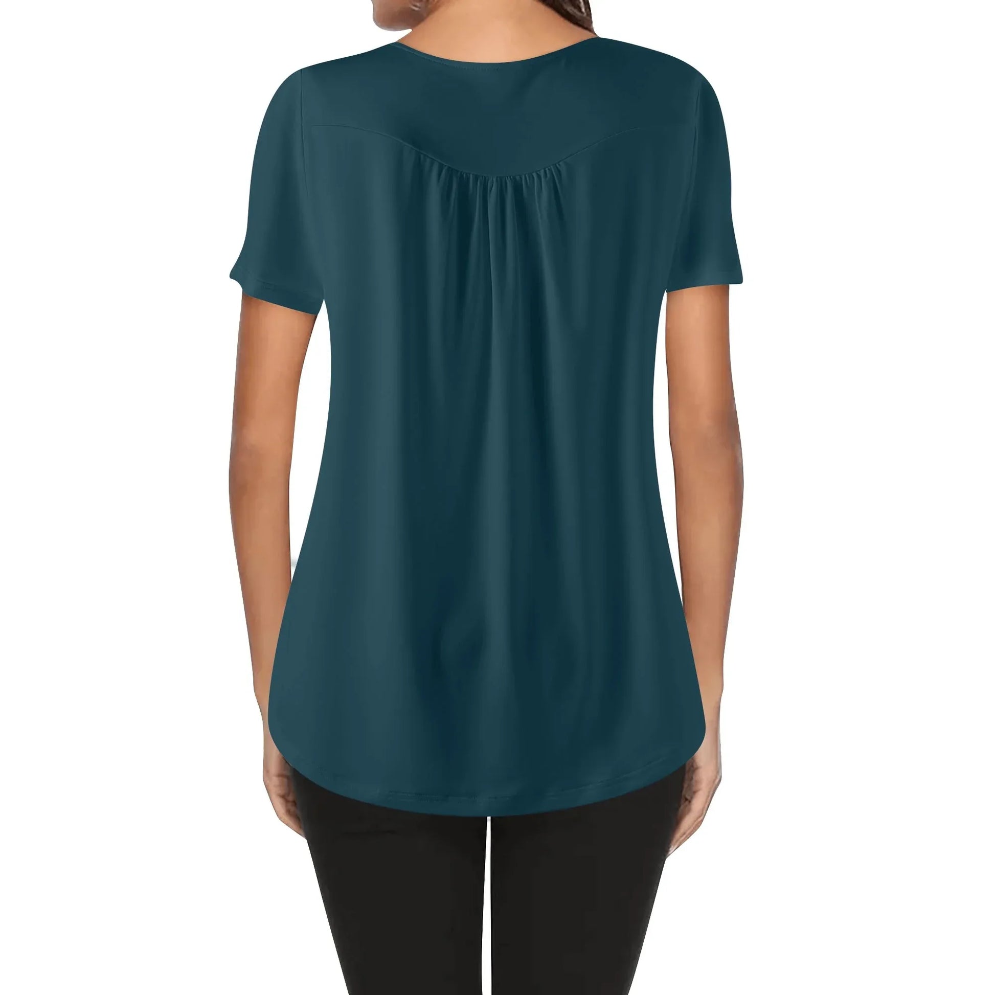 lockere-bluse-mit-u-ausschnitt-und-kurzen-armeln-fur-damen-blauwal-bluse-jlr-design-41831 - JLR Design