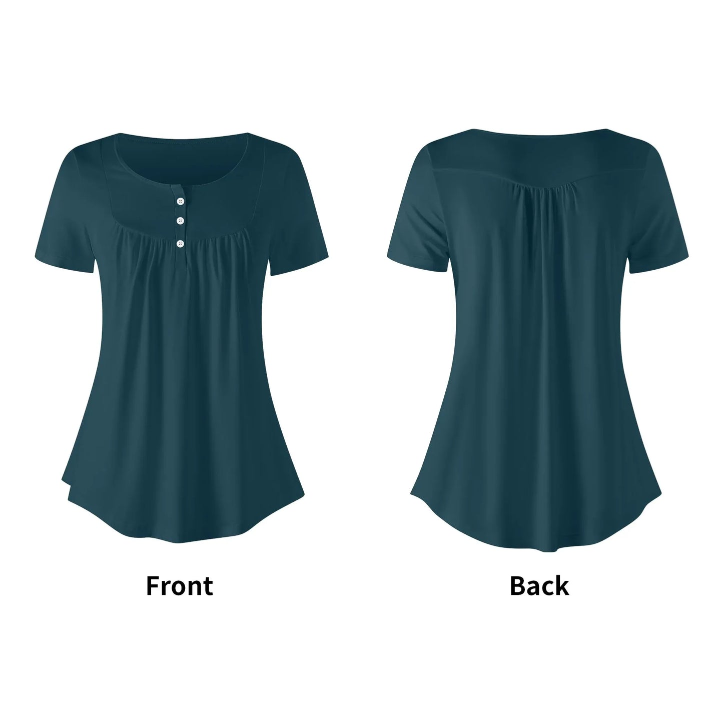 lockere-bluse-mit-u-ausschnitt-und-kurzen-armeln-fur-damen-blauwal-bluse-jlr-design-60191 - JLR Design