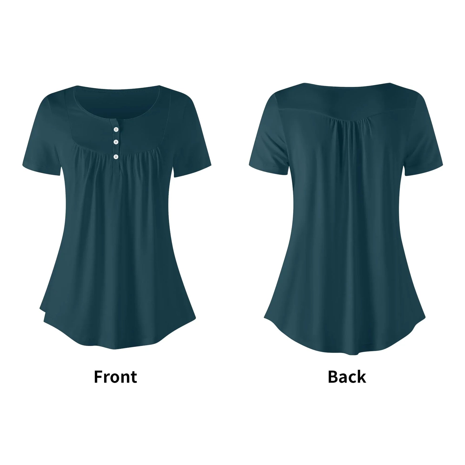 lockere-bluse-mit-u-ausschnitt-und-kurzen-armeln-fur-damen-blauwal-bluse-jlr-design-60191 - JLR Design