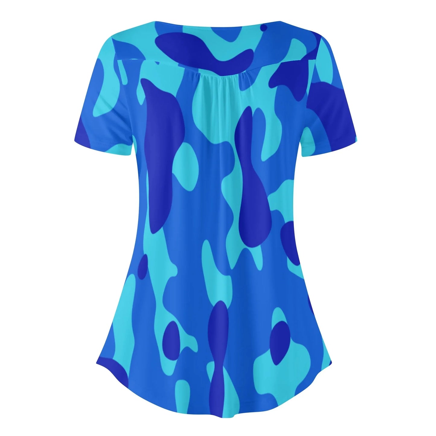 lockere-bluse-mit-u-ausschnitt-und-kurzen-armeln-fur-damen-blue-camouflage-bluse-jlr-design-30658 - JLR Design